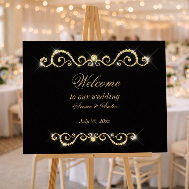 Diamonds Gold and Glitter Wedding Poster (Creator Uploaded)