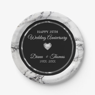 Diamonds Heart on Marbled Paper Plate