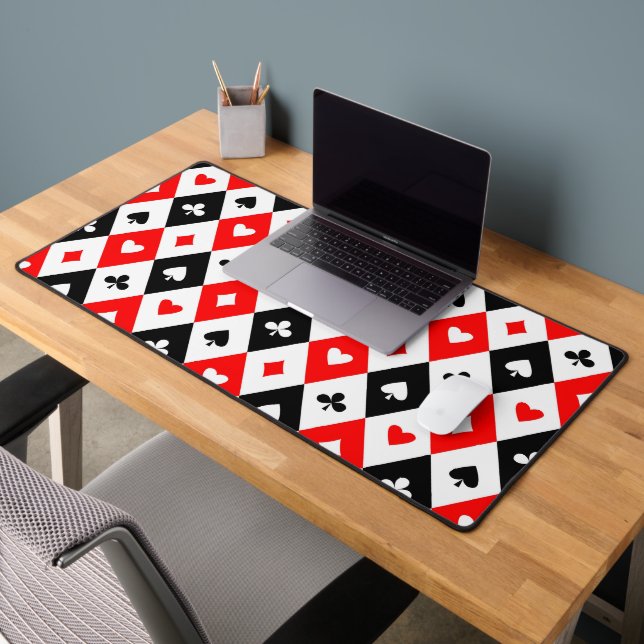 Diamonds Hearts Spades Clubs Playing Cards Pattern Desk Mat (Office 2)