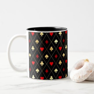 Diamonds Hearts Spades Clubs Playing Cards Pattern Two-Tone Coffee Mug