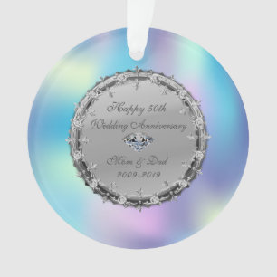 Diamonds Holographic 50th Wedding Anniversary Ornament