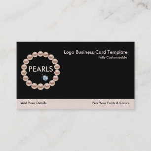 Diamonds Logo Rhinestones & Pearl Logo Business Card