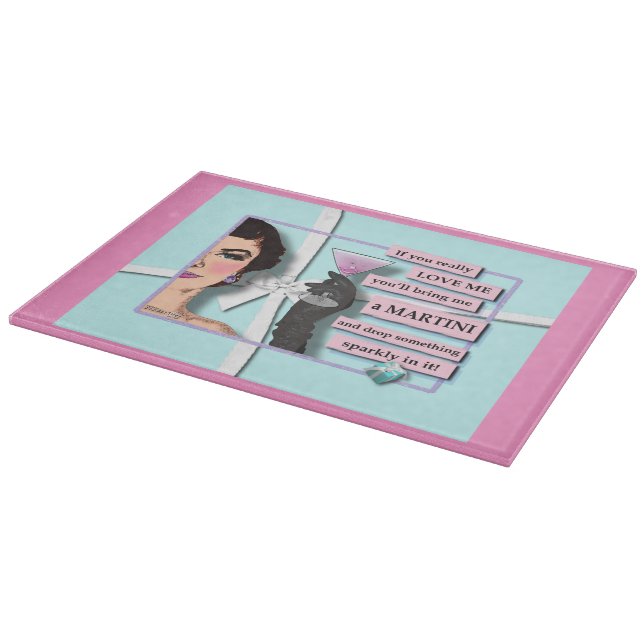 Diamonds & Martinis Glass Cutting Boards (Corner)