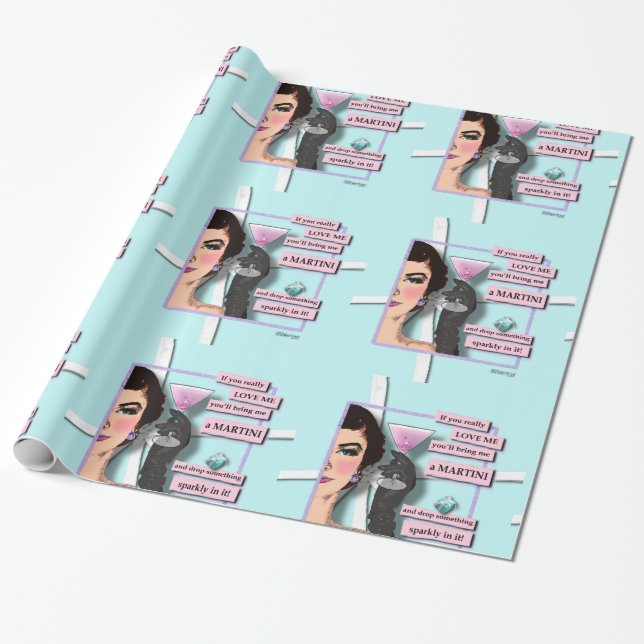 Diamonds & Martinis WRAPPING PAPER (Unrolled)