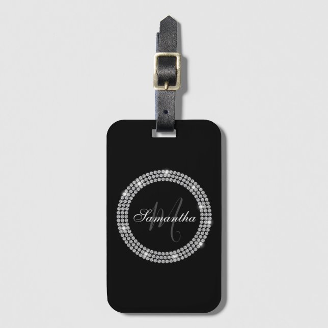 Diamonds Monogram Luggage Tag (Front Vertical)