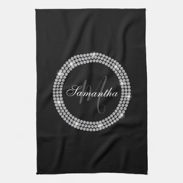 Diamonds Monogram Tea Towel (Vertical)