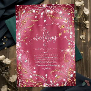 Diamonds of Love Pink Wedding Invitation