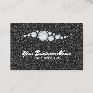 *~* Diamonds Ornate Glam Black Glitter Bling Luxe Business Card