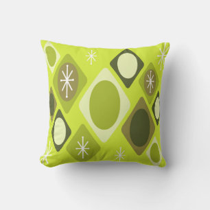 Diamonds Ovals Starbursts Chartreuse Cushion