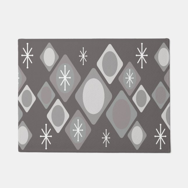 Diamonds Ovals Starbursts Dark Grey Doormat (Front)