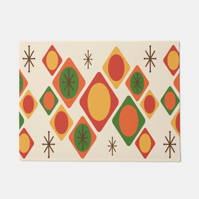 Diamonds Ovals Starbursts Multicolored Doormat (Front)