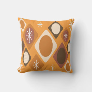 Diamonds Ovals Starbursts Orange Cushion