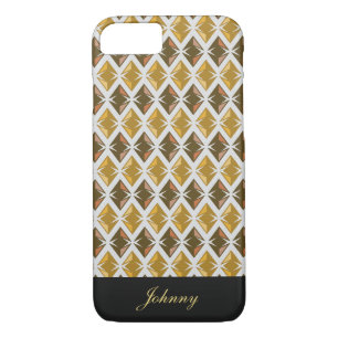 Diamonds Pattern Geometric Golden any Name Case-Mate iPhone Case