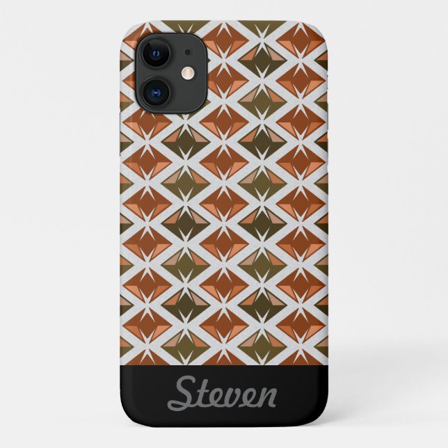 Diamonds Pattern Geometric Red Gems any Name Case-Mate iPhone Case (Back)