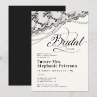 Diamonds Pearls Lace Black Ivory Bridal Shower