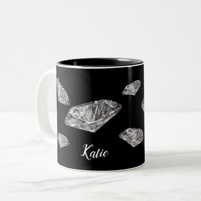 Diamonds Personalised Mug (Front Left)