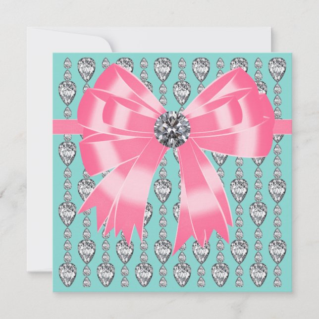 Diamonds Pink Teal Blue Party Invitation Template (Front)
