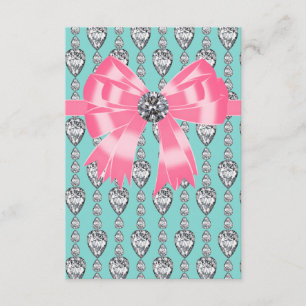 Diamonds Pink Teal Blue Party RSVP Card