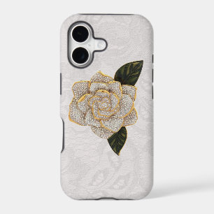 Diamonds Rose on White Paisley Lace