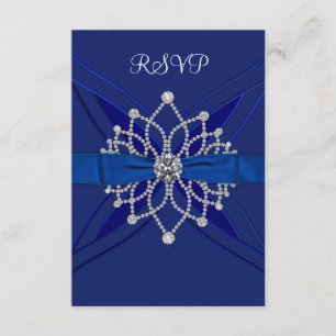 Diamonds Royal Blue Sweet Sixteen Birthday RSVP Card