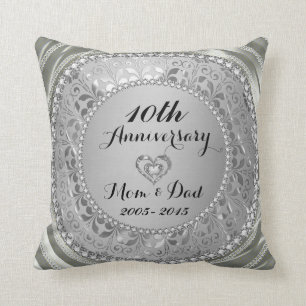 Diamonds & Silver 10th Wedding Anniversary Cushion