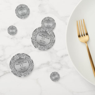 Diamonds & Silver Background Confetti