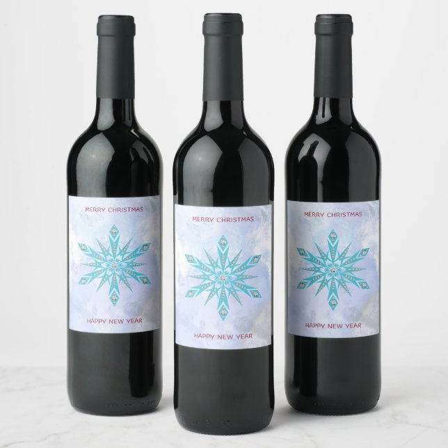 Diamonds & Snowflake Wine Label (Bottles)