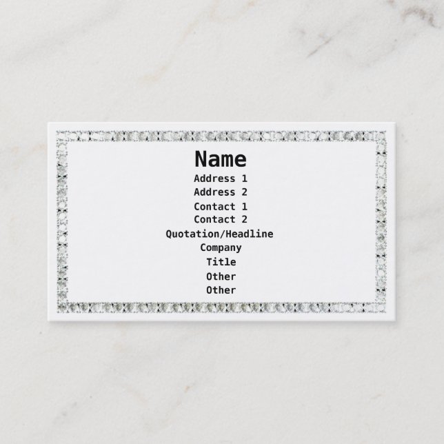 Diamonds-White Business Card (Front)