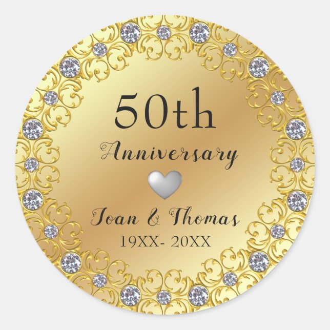 Diamonds Wreath And Silver Heart Classic Round Sticker (Front)