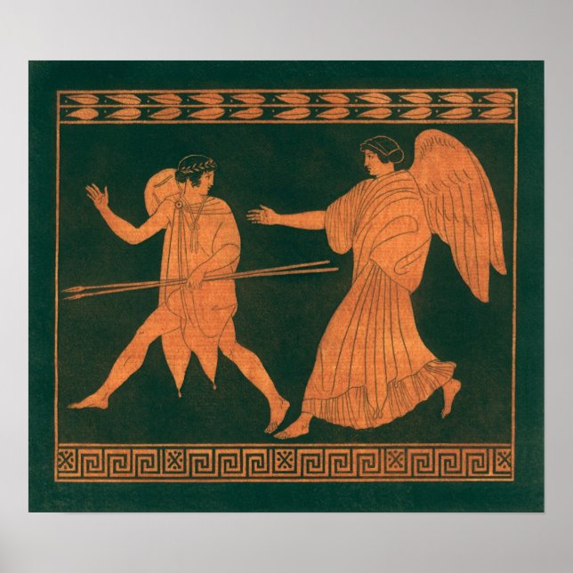 Diana and an Angel, Vintage Roman Mythology Poster (Front)
