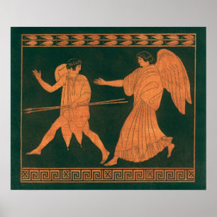 Diana and an Angel, Vintage Roman Mythology Poster