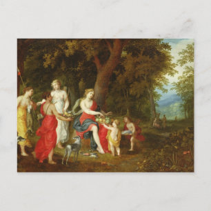 Diana and Her Maidens, after the hunt, 1626 Postcard