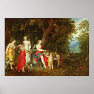Diana and Her Maidens, after the hunt, 1626 Poster