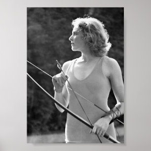 Diana, Archer, Beautiful Woman, Sports, Vintage Poster