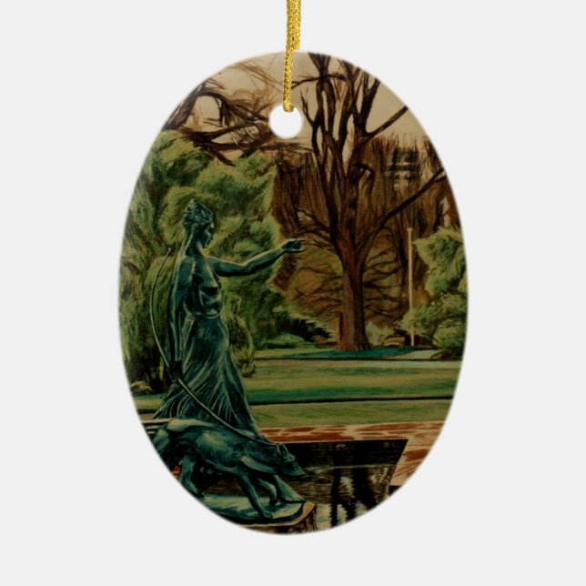 Diana Artemis Sculpture In Gardens Ceramic Tree Decoration (Front)