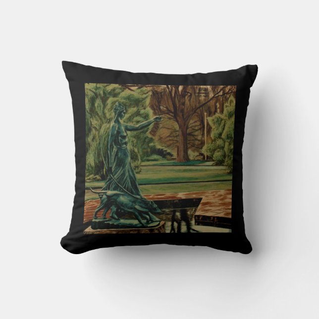 Diana Artemis Sculpture In Gardens Cushion (Front)