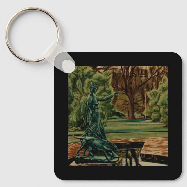 Diana Artemis Sculpture In Gardens Key Ring (Front)