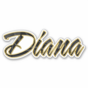 Diana black gold lettering sticker