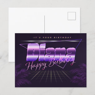 Diana Name Vorname lila Postkarte Geburtstag Postcard