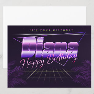 Diana Name Vorname lila retro Karte Geburtstag Card