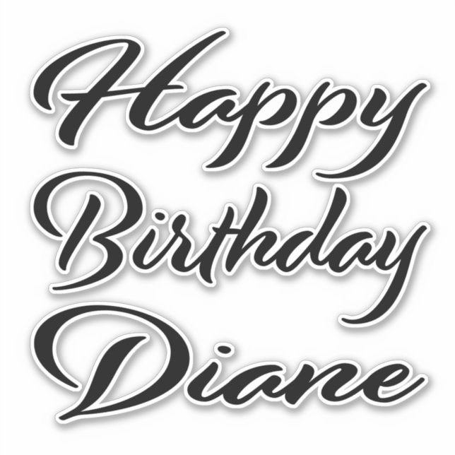 Diane name first name black Sticker birthday (Front)