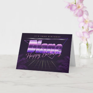 Diane Name Vorname lila retro Karte Geburtstag Card