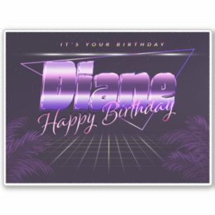 Diane Name Vorname lila retro Sticker Geburtstag