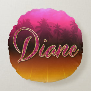 Diane Vorname Name golden pink Kissen Round Cushion