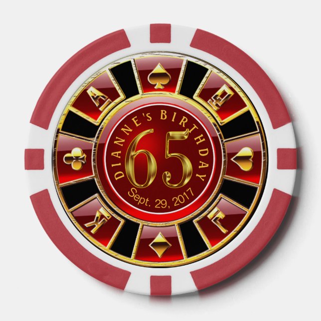 Dianne 65th Birthday Vegas Casino Chip-Gold Poker Chips (Front)