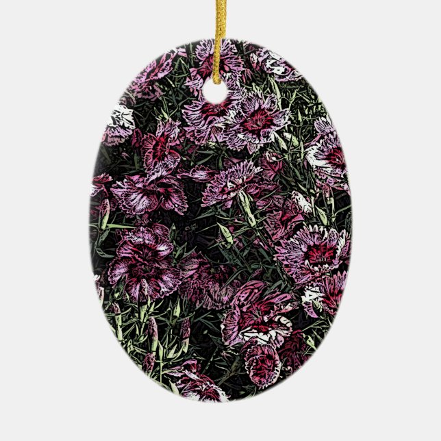 DIANTHUS CERAMIC TREE DECORATION (Front)