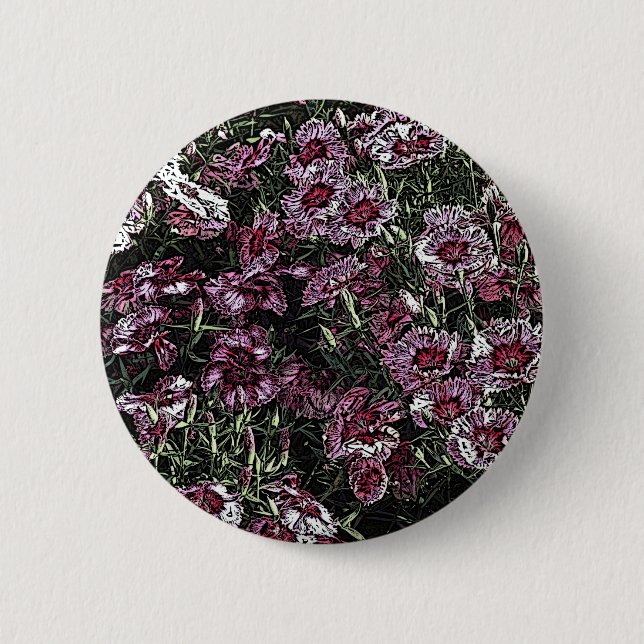 DIANTHUS FLOWERS 6 CM ROUND BADGE (Front)