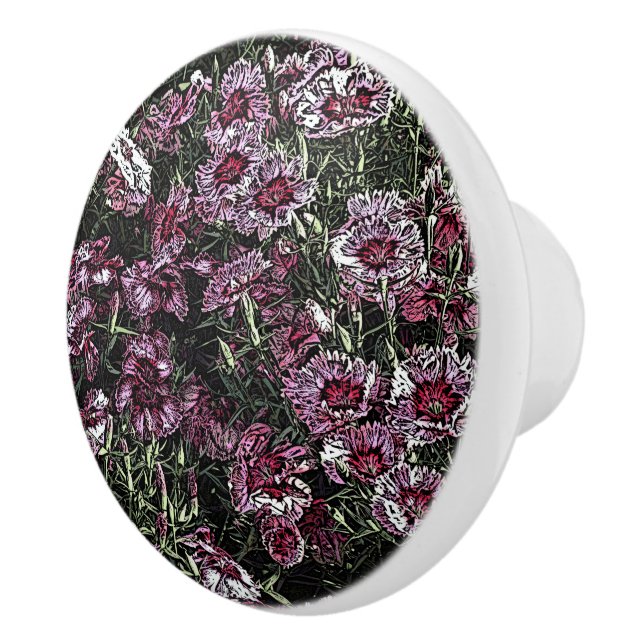 DIANTHUS FLOWERS CERAMIC KNOB (Right)