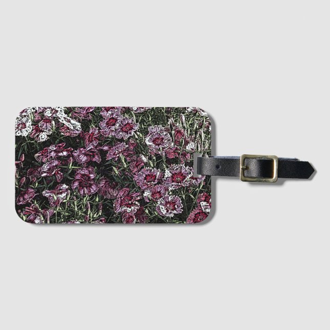 DIANTHUS FLOWERS LUGGAGE TAG (Front Horizontal)