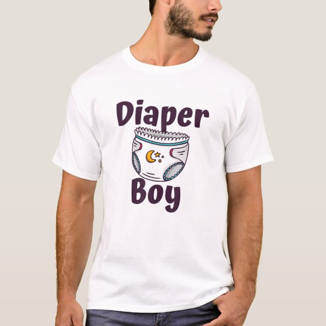 Diaper Boy Adult Baby Design ABDL DDLG Diaper T-Shirt (Front)
